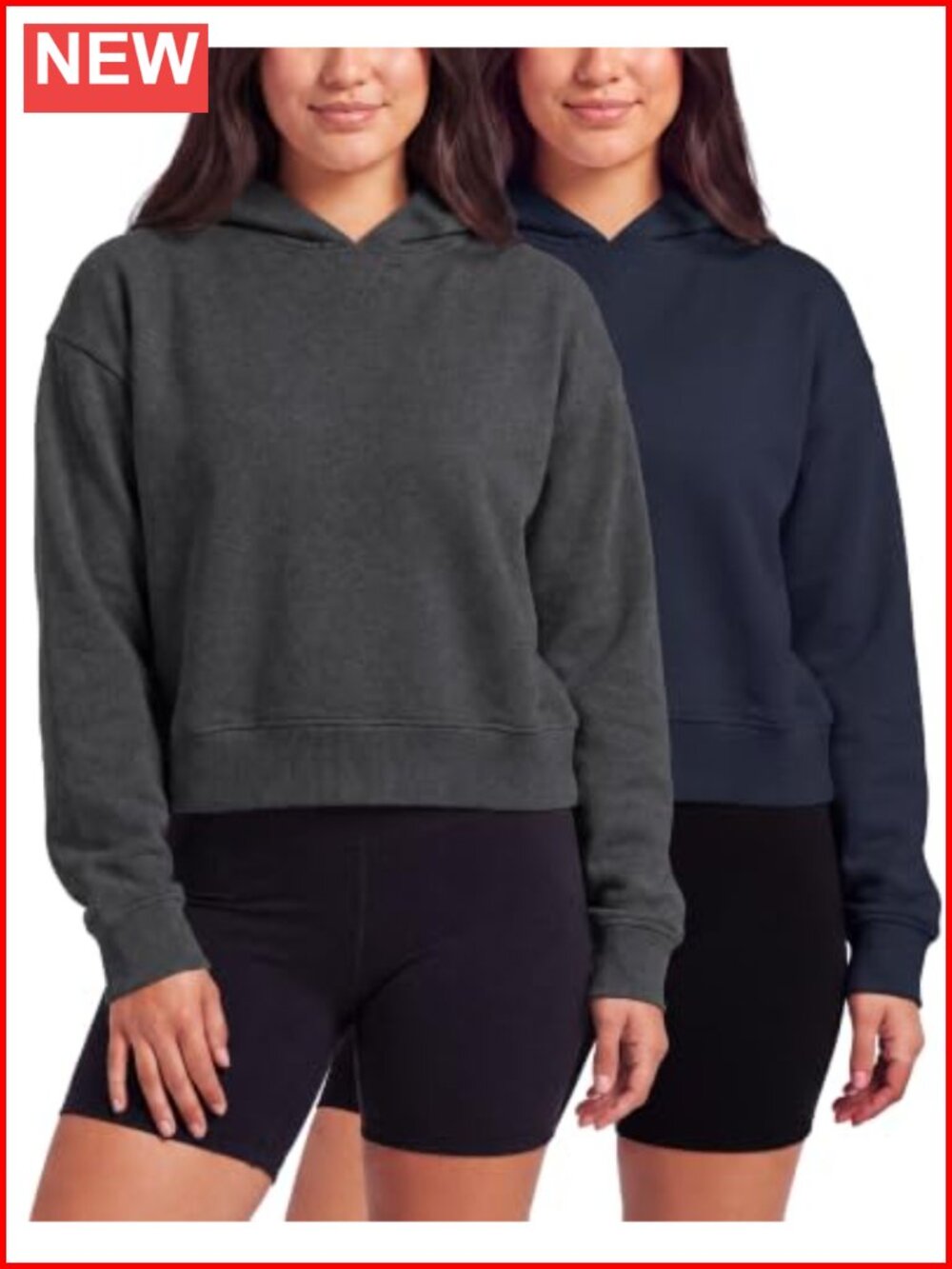 2 Pack Women's Cropped Hoodies Fleece Pullover Crop Sweatshirt